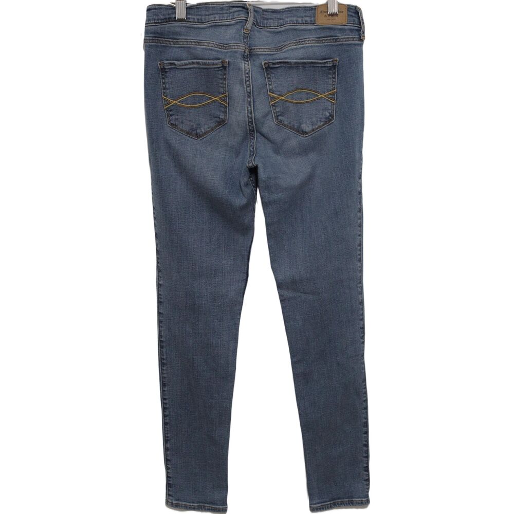 Womens Abercrombie & Fitch Super Skinny Blue Denim Light Wash Jeans Size 4 Short - Picture 2 of 6